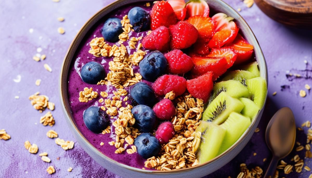 Smoothie Bowl with Granola and Bananas