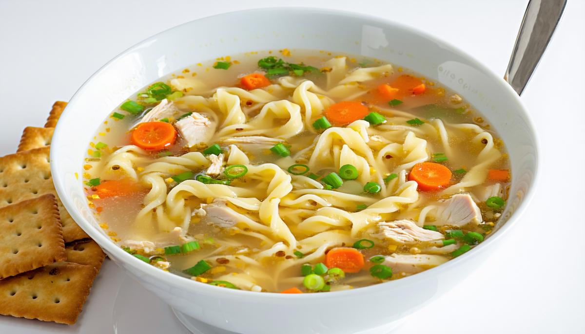 Chicken Noodle Soup with Crackers