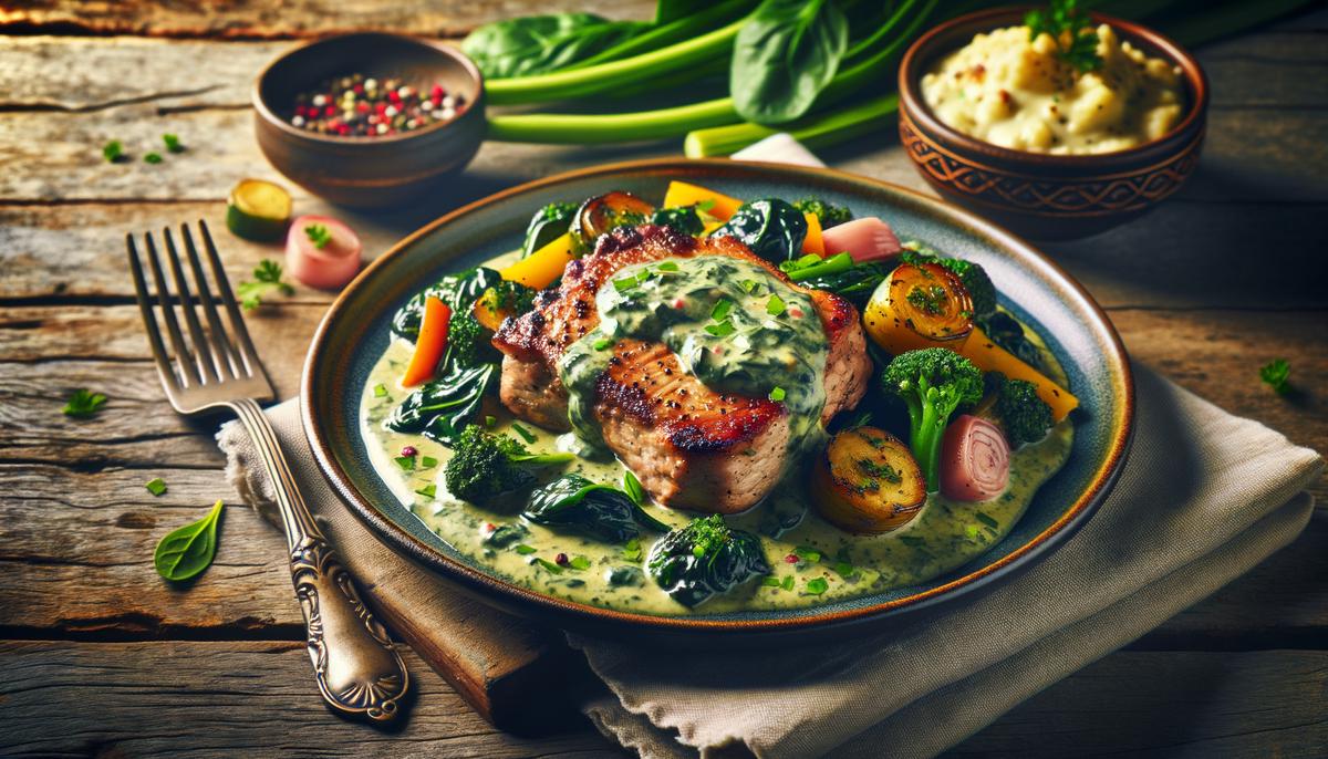 Keto Pork Chops With Spinach