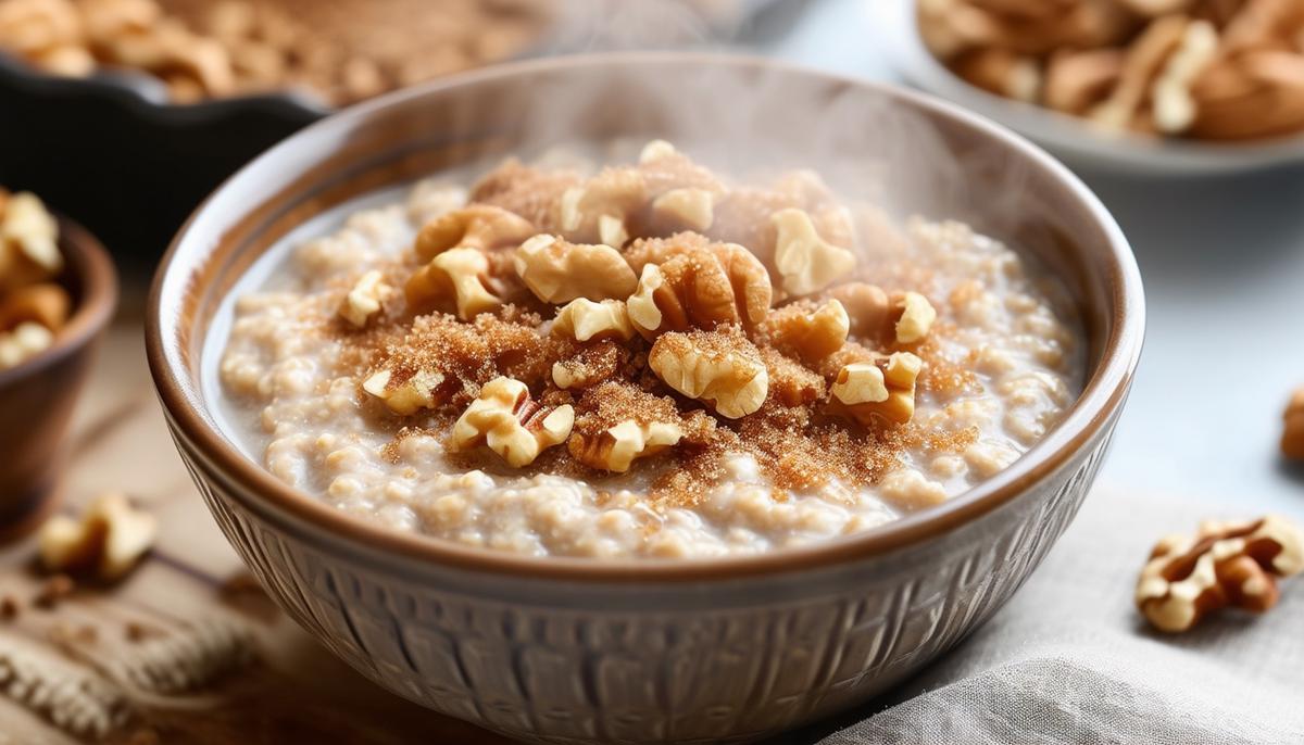 Oatmeal with Brown Sugar and Walnuts