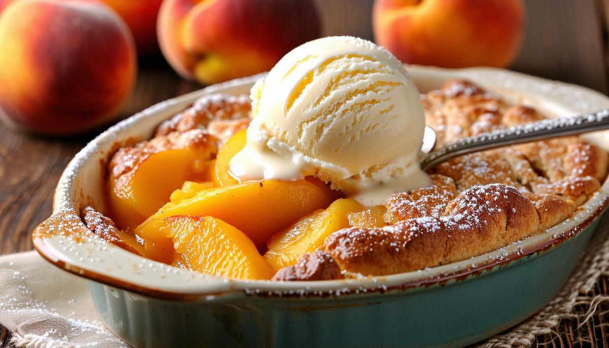 Peach Cobbler with Ice Cream