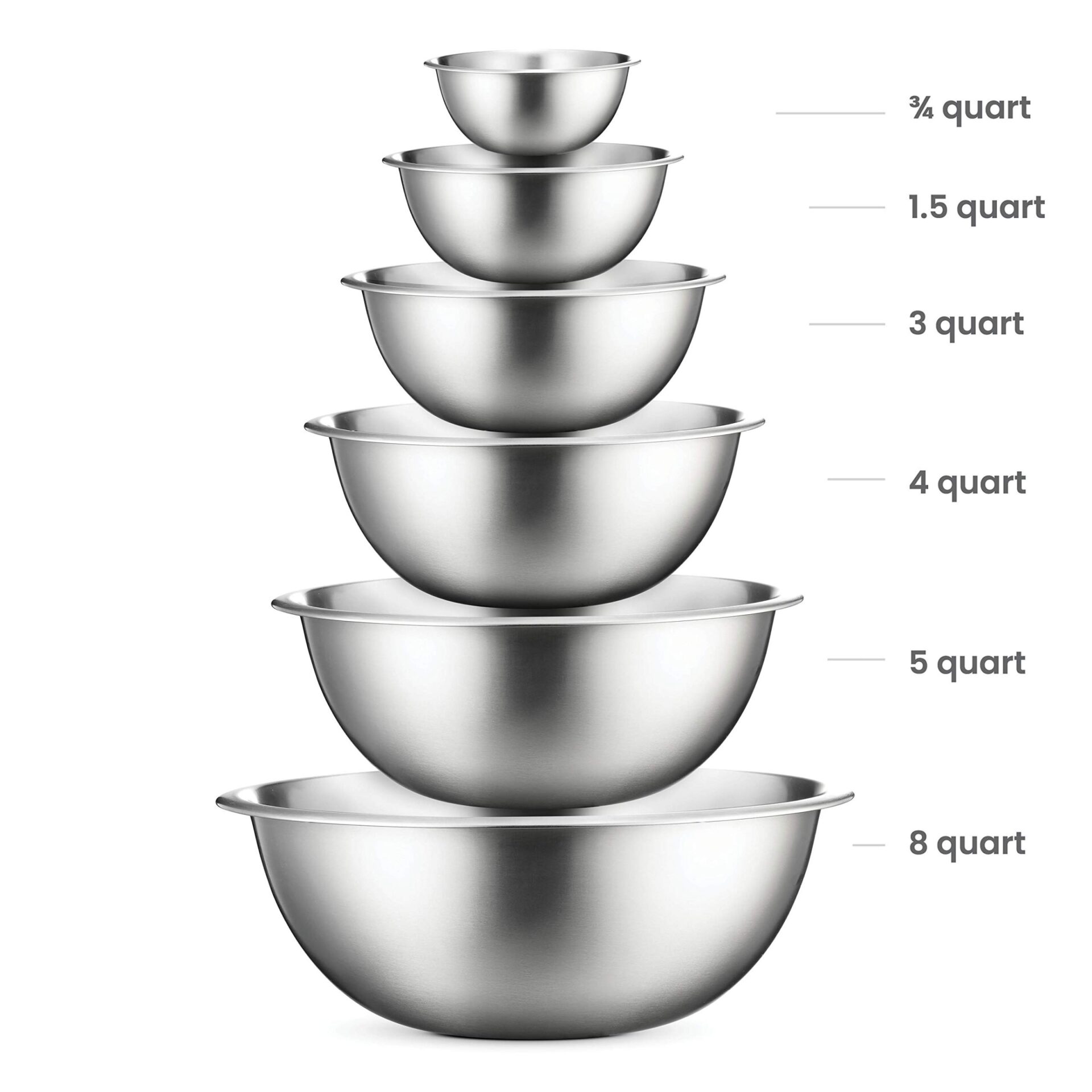 set of stainles ssteel mixing bowls