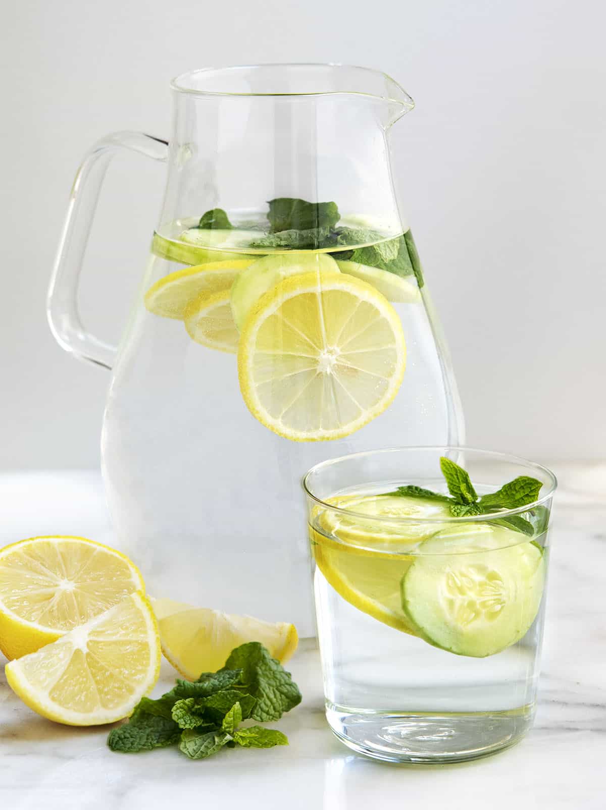 lemon and cucumber water jugs