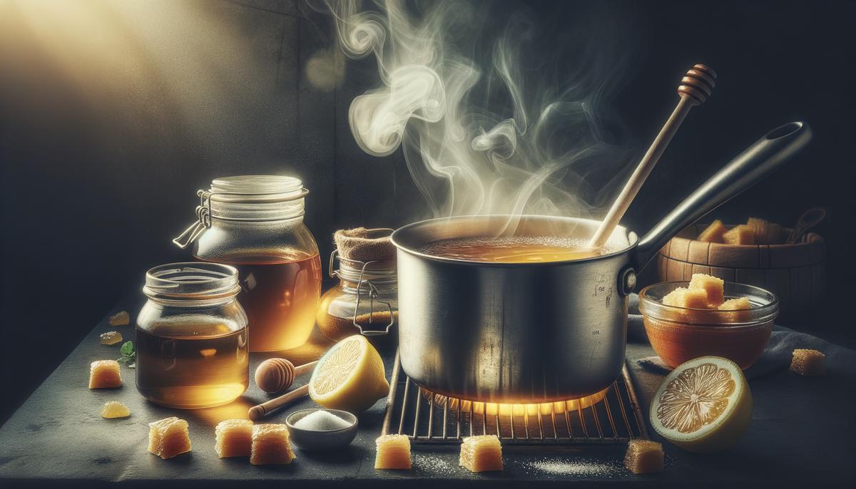 Making honey syrup for baklava