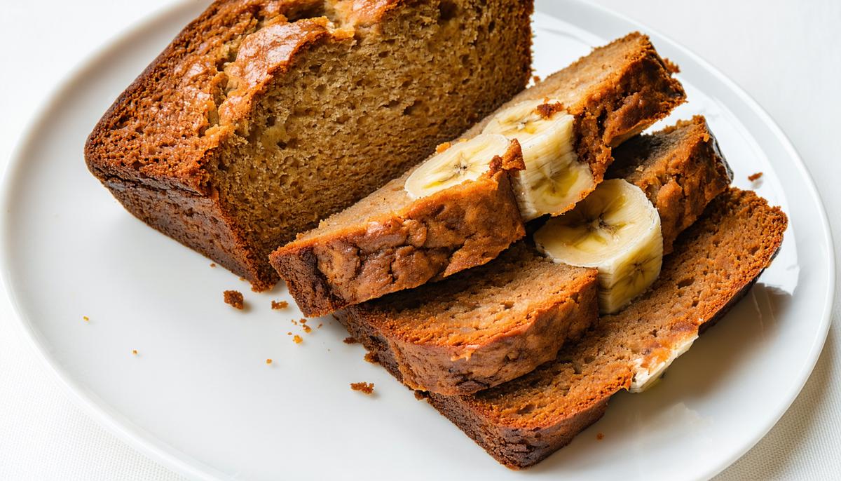 Slices of gluten-free banana bread on a serving plate