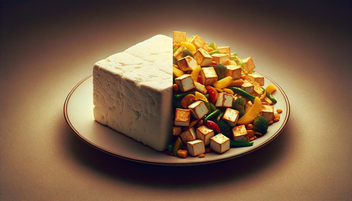 A before and after image of tofu transformation